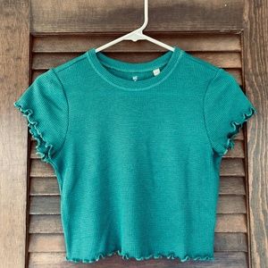 Me to We Cropped short Sleeve Waffle Shirt